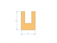 Perfil de Silicona P1228DS - formato tipo U - forma irregular