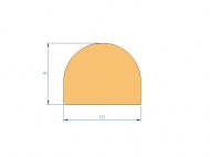 Perfil de Silicona P1228FP - formato tipo D - forma irregular