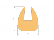 Perfil de Silicona P1228Q - formato tipo U - forma irregular