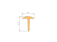 Perfil de Silicona P1258C - formato tipo T - forma irregular