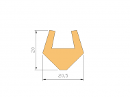 Perfil de Silicona P1288 - formato tipo U - forma irregular