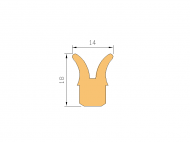 Perfil de Silicona P1296A - formato tipo Cuernos - forma irregular