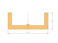 Perfil de Silicona P12G - formato tipo U - forma irregular