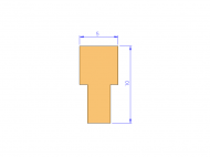 Perfil de Silicona P1313D - formato tipo T - forma irregular