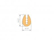 Perfil de Silicona P1412A - formato tipo U - forma irregular