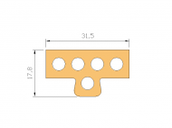 Perfil de Silicona P1418A - formato tipo T - forma irregular