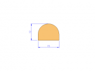 Perfil de Silicona P1478A - formato tipo D - forma irregular