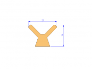 Perfil de Silicona P1478C - formato tipo Cuernos - forma irregular