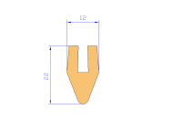 Perfil de Silicona P148-1066 - formato tipo U - forma irregular