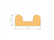 Perfil de Silicona P1494A - formato tipo U - forma irregular