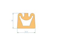 Perfil de Silicona P1514AG - formato tipo Trapecio - forma irregular