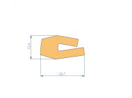 Perfil de Silicona P1539AK - formato tipo U - forma irregular