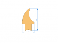 Perfil de Silicona P1539B - formato tipo Labiado - forma irregular