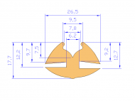 Perfil de Silicona P162BB - formato tipo Lampara - forma irregular