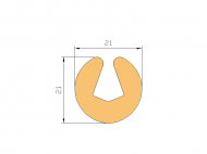 Perfil de Silicona P168B - formato tipo U - forma irregular