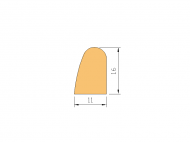 Perfil de Silicona P1703 - formato tipo D - forma irregular