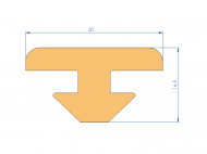 Perfil de Silicona P1749K - formato tipo T - forma irregular