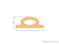 Perfil de Silicona P175W - formato tipo Perfil de Silicona plano con Burbuja - forma irregular