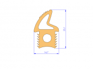 Perfil de Silicona P1877A - formato tipo Doble Agujero - forma irregular