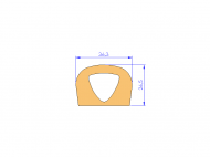 Perfil de Silicona P1895G - formato tipo D - forma irregular