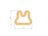 Perfil de Silicona P19E - formato tipo D - forma irregular