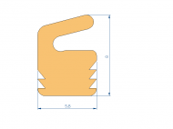 Perfil de Silicona P20064H - formato tipo Labiado - forma irregular