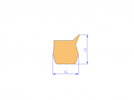 Perfil de Silicona P2055O - formato tipo Labiado - forma irregular