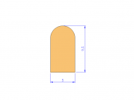 Perfil de Silicona P2055T - formato tipo D - forma irregular