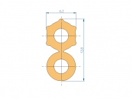 Perfil de Silicona P20690I - formato tipo Doble Agujero - forma irregular