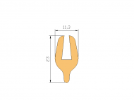 Perfil de Silicona P20711L - formato tipo U - forma irregular