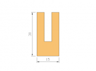 Perfil de Silicona P2074 - formato tipo U - forma irregular