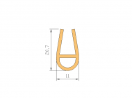 Perfil de Silicona P2089 - formato tipo U - forma irregular