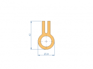 Perfil de Silicona P2090C - formato tipo U - forma irregular