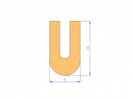 Perfil de Silicona P2194 - formato tipo U - forma irregular