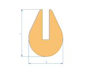 Perfil de Silicona P2200Q - formato tipo U - forma irregular