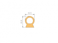 Perfil de Silicona P2222B2 - formato tipo D - forma irregular