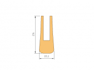 Perfil de Silicona P2222O - formato tipo U - forma irregular