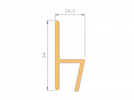 Perfil de Silicona P2222S - formato tipo h - forma irregular