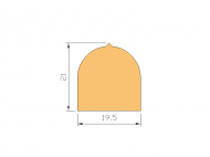 Perfil de Silicona P2222T - formato tipo D - forma irregular