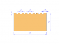 Perfil de Silicona P2222X - formato tipo Rectangulo - forma regular