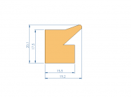 Perfil de Silicona P2231C - formato tipo Labiado - forma irregular