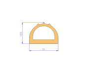 Perfil de Silicona P2350A - formato tipo D - forma irregular