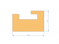 Perfil de Silicona P2379G - formato tipo U - forma irregular