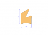 Perfil de Silicona P2448E - formato tipo Labiado - forma irregular