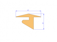 Perfil de Silicona P268ED - formato tipo T - forma irregular