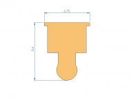 Perfil de Silicona P268EV - formato tipo T - forma irregular