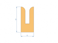 Perfil de Silicona P268KR - formato tipo U - forma irregular