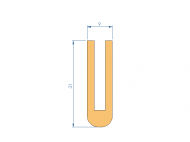 Perfil de Silicona P268NY - formato tipo U - forma irregular