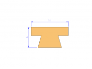 Perfil de Silicona P2712A - formato tipo T - forma irregular