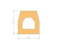 Perfil de Silicona P2851F - formato tipo Trapecio - forma irregular